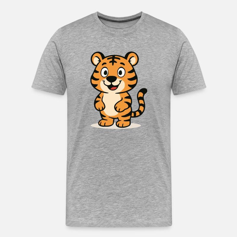 tiger comic - Männer Premium Bio T-Shirt - Grau meliert