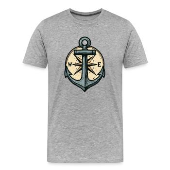 Boussole d’ancre - T-shirt bio Premium Homme - gris chiné - Devant - Damien (186cm)