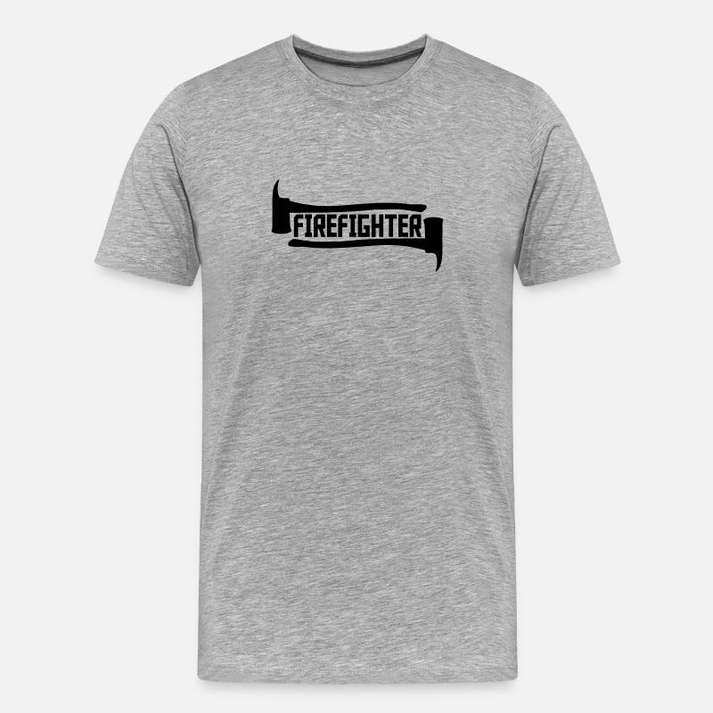 Firefighter Axt Logo - Männer Premium Bio T-Shirt - Grau meliert