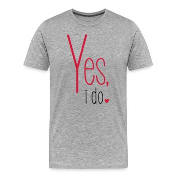 Oui je fais bachelorette party mariée groomheart - T-shirt bio Premium Homme - gris chiné - Devant - Damien (186cm)