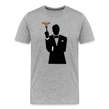 Smoking Silhouette mit Hotdog - Männer Premium Bio T-Shirt - Grau meliert - Vorne - Damien (186cm)