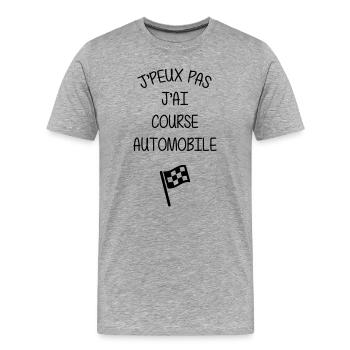 Course Automobile / Voiture / Sport / Sportif - T-shirt bio Premium Homme - gris chiné - Devant - Damien (186cm)