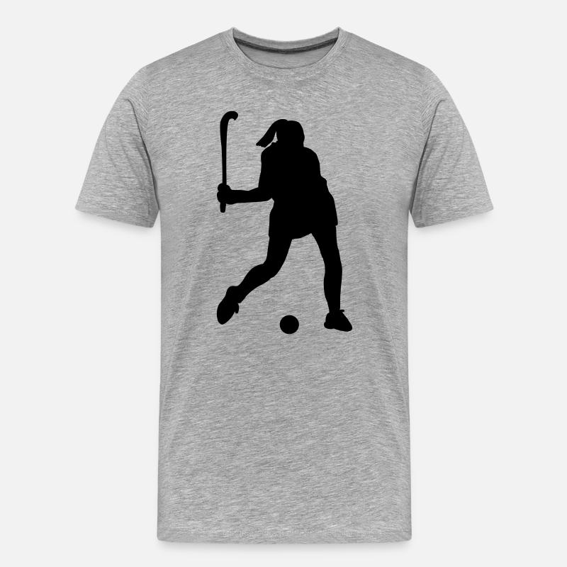 Schattenbild des Eishockeyspielers - Männer Premium Bio T-Shirt - Grau meliert