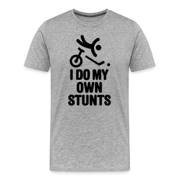 Ich mache meine eigenen Stunts Einrad Hockey Einrad Einrad - Männer Premium Bio T-Shirt - Grau meliert - Vorne - Damien (186cm)
