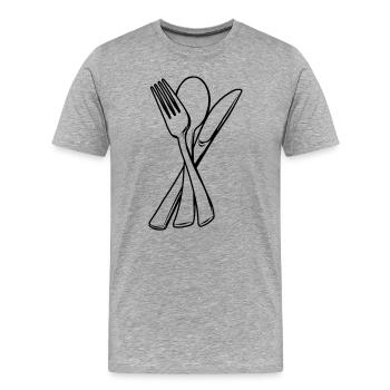 Couteau fourchette et cuillère transparente - T-shirt bio Premium Homme - gris chiné - Devant - Damien (186cm)