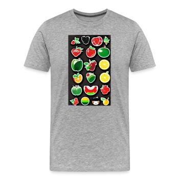 Stickers fruitz - T-shirt bio Premium Homme - gris chiné - Devant - Damien (186cm)