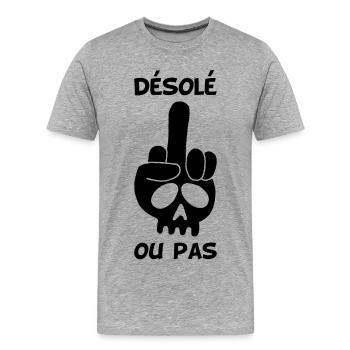 Crâne noir malpoli - T-shirt bio Premium Homme - gris chiné - Devant - Damien (186cm)