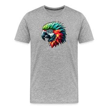 Papagei in Polygon Design Bunt - Männer Premium Bio T-Shirt - Grau meliert - Vorne - Damien (186cm)