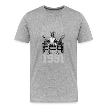 Tennis Shirt Männer 33. Geburtstag Jubiläum 1991 - Männer Premium Bio T-Shirt - Grau meliert - Vorne - Damien (186cm)