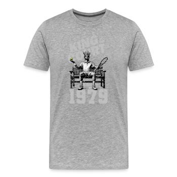 Tennis Shirt Männer 45. Geburtstag Jubiläum 1979 - Männer Premium Bio T-Shirt - Grau meliert - Vorne - Damien (186cm)