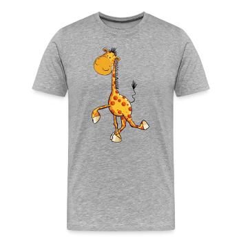 Drollige Giraffe - Männer Premium Bio T-Shirt - Grau meliert - Vorne - Damien (186cm)