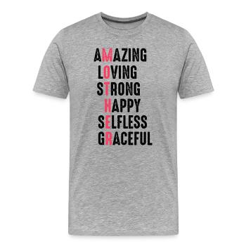 Mère Néon Verticale - T-shirt bio Premium Homme - gris chiné - Devant - Damien (186cm)