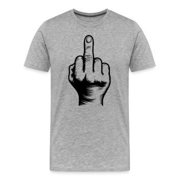 Mittelfinger - Männer Premium Bio T-Shirt - Grau meliert - Vorne - Damien (186cm)