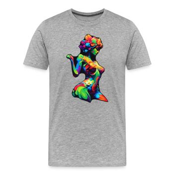 Bunte Flora-Silhouette - Männer Premium Bio T-Shirt - Grau meliert - Vorne - Damien (186cm)
