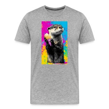 Otter - Männer Premium Bio T-Shirt - Grau meliert - Vorne - Damien (186cm)