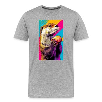 Otter - Männer Premium Bio T-Shirt - Grau meliert - Vorne - Damien (186cm)