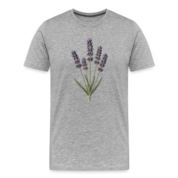 Lavendel-Botanische Gravur - Männer Premium Bio T-Shirt - Grau meliert - Vorne - Damien (186cm)