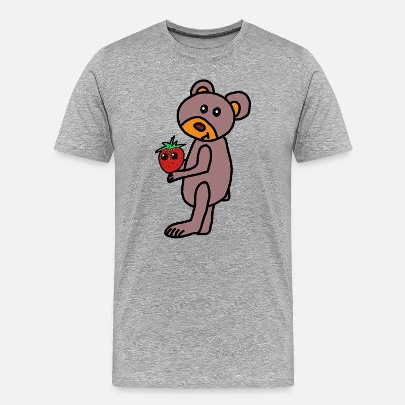 Teddy Teddys Kind Bär  Erdbeere - Männer Premium Bio T-Shirt - Grau meliert