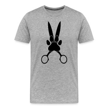 Hundepfote auf der Schere - Männer Premium Bio T-Shirt - Grau meliert - Vorne - Damien (186cm)