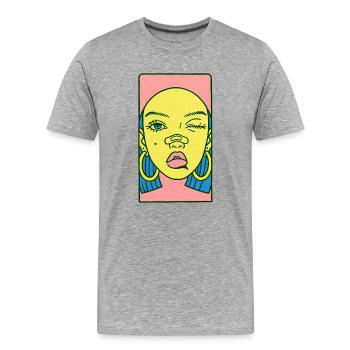 Black female portrait #8 - Männer Premium Bio T-Shirt - Grau meliert - Vorne - Damien (186cm)