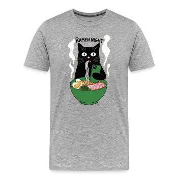 Smartphone chat de nuit Ramen - T-shirt bio Premium Homme - gris chiné - Devant - Damien (186cm)
