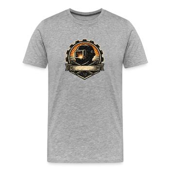 Schweißer Funken Metall Industrie Arbeit Stolz - Männer Premium Bio T-Shirt - Grau meliert - Vorne - Damien (186cm)