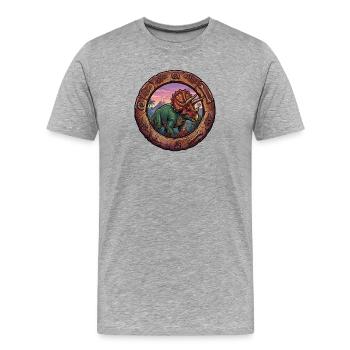 Tricératops dans l’anneau fossile - T-shirt bio Premium Homme - gris chiné - Devant - Damien (186cm)