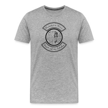 Wanderlust im Herzen, Staub auf den Schuhen - Männer Premium Bio T-Shirt - Grau meliert - Vorne - Damien (186cm)