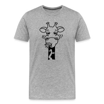 Giraffe eating comic hunger funny cool - Men's Premium Organic T-Shirt - heather grey - Front - Damien (186cm)