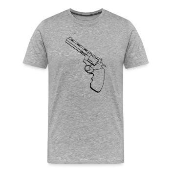 Revolver / Pistole - Männer Premium Bio T-Shirt - Grau meliert - Vorne - Damien (186cm)