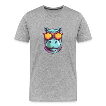 Bif Nilpferd - Männer Premium Bio T-Shirt - Grau meliert - Vorne - Damien (186cm)