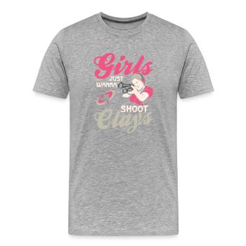 Girls Just Wanna Shoot Clays Trapshooting Skeet Sh - Männer Premium Bio T-Shirt - Grau meliert - Vorne - Damien (186cm)