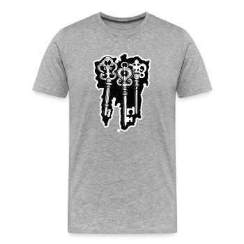 Clé / Serrure / Verrouillé / Sécurité - T-shirt bio Premium Homme - gris chiné - Devant - Damien (186cm)