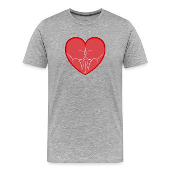 Herzlicher Kuss zwischen Liebenden - Männer Premium Bio T-Shirt - Grau meliert - Vorne - Damien (186cm)