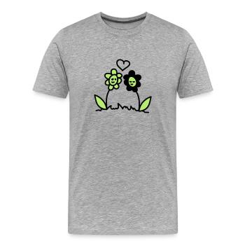 Flowers in Love - Männer Premium Bio T-Shirt - Grau meliert - Vorne - Damien (186cm)