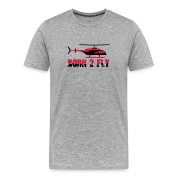 Né à voler Design Heli Cool - T-shirt bio Premium Homme - gris chiné - Devant - Damien (186cm)