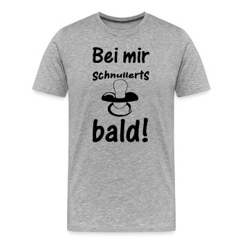 Schnuller Baby Kind Geburt Schwanger Geschenk - Männer Premium Bio T-Shirt - Grau meliert - Vorne - Damien (186cm)