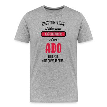 Teenager / Jugendliche / Jugendlicher / Kind - Männer Premium Bio T-Shirt - Grau meliert - Vorne - Damien (186cm)