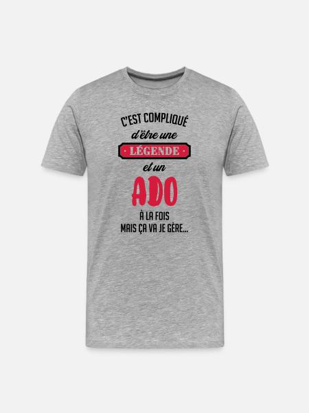 adolescent / enfant / ado / adolescente - T-shirt bio Premium Homme - gris chiné