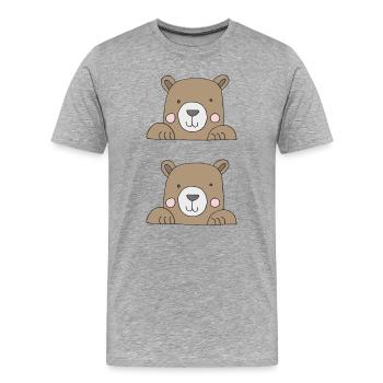 Ours dans un sac double - T-shirt bio Premium Homme - gris chiné - Devant - Damien (186cm)