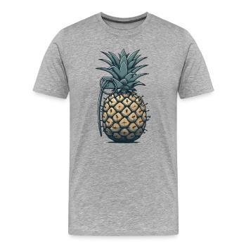 Pineapple Grenade Ring Attachments - Men's Premium Organic T-Shirt - heather grey - Front - Damien (186cm)