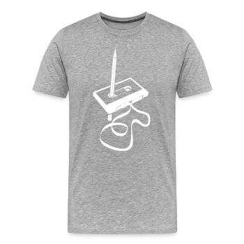 Kassette - Band aufwickeln - Magnetband - Männer Premium Bio T-Shirt - Grau meliert - Vorne - Damien (186cm)