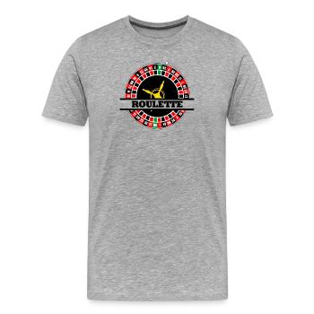 Rolette Text Banner - Männer Premium Bio T-Shirt - Grau meliert - Vorne - Damien (186cm)