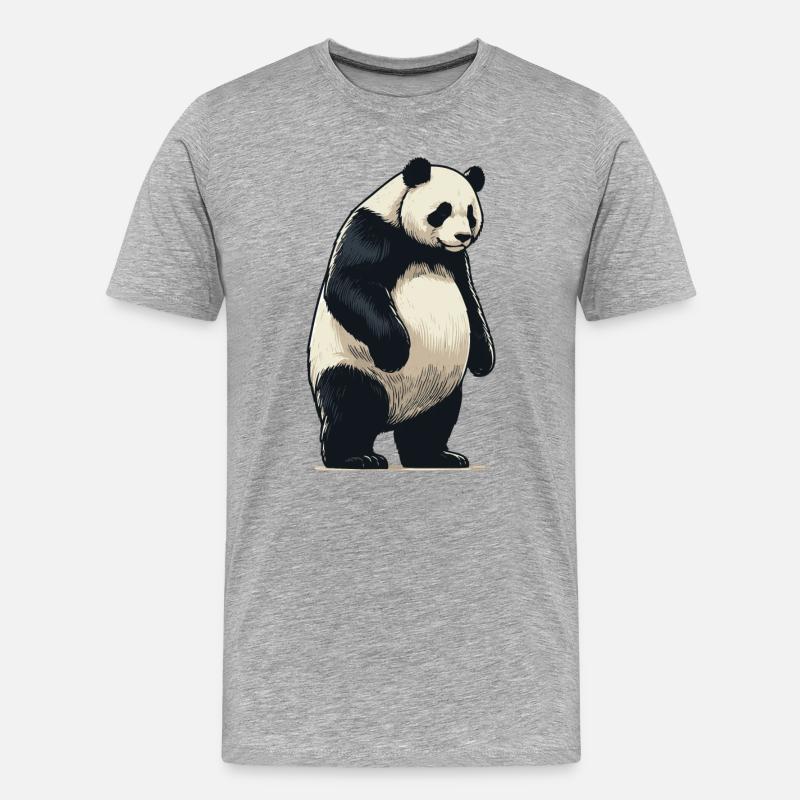Panda - Männer Premium Bio T-Shirt - Grau meliert
