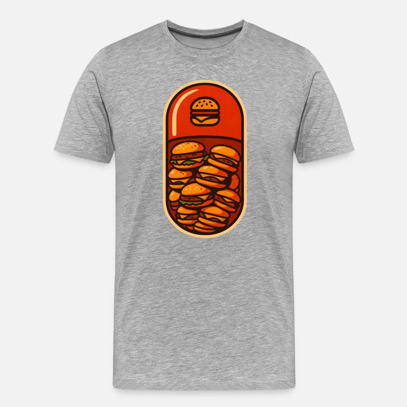 Drôle de hamburger Stack Lover Design - T-shirt bio Premium Homme - gris chiné