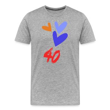 40. 40 ANS. 40e ANNIVERSAIRE. ANNIVERSAIRE 40 ANS. - T-shirt bio Premium Homme - gris chiné - Devant - Damien (186cm)
