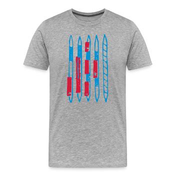 Bâtons bleu-rouge, Mikado - T-shirt bio Premium Homme - gris chiné - Devant - Damien (186cm)