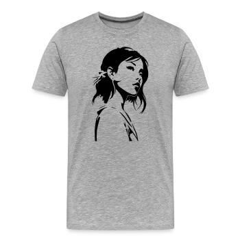 Grâce cendrée - T-shirt bio Premium Homme - gris chiné - Devant - Damien (186cm)