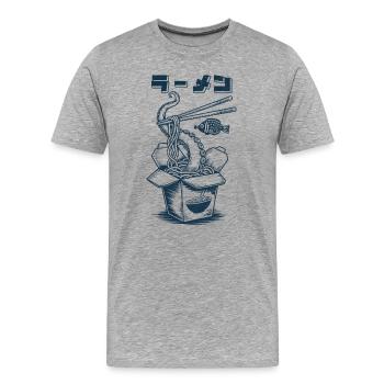 Ramen aux calamars - T-shirt bio Premium Homme - gris chiné - Devant - Damien (186cm)
