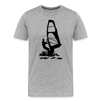 Planche à voile - T-shirt bio Premium Homme - gris chiné - Devant - Damien (186cm)